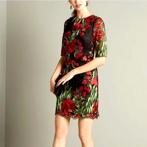 Camille La Vie Black Embroidered Floral Dress